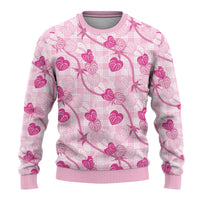 Anthurium Pikake Ti Leaf Palaka Ugly Christmas Sweater Pink Version LT01 - Polynesian Pride