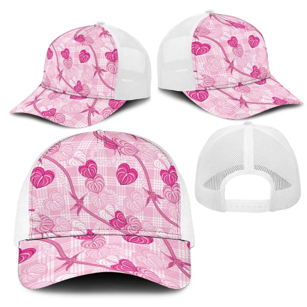 Anthurium Pikake Ti Leaf Palaka Mesh Trucker Cap Pink Version LT01 - Polynesian Pride