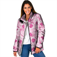 Anthurium Pikake Ti Leaf Palaka Padded Jacket Pink Version LT01 Women Pink - Polynesian Pride