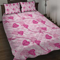Anthurium Pikake Ti Leaf Palaka Quilt Bed Set Pink Version LT01 Pink - Polynesian Pride