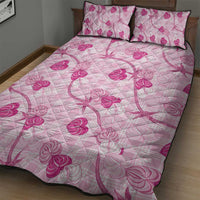 Anthurium Pikake Ti Leaf Palaka Quilt Bed Set Pink Version LT01 - Polynesian Pride