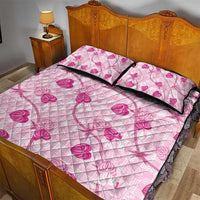 Anthurium Pikake Ti Leaf Palaka Quilt Bed Set Pink Version LT01 - Polynesian Pride