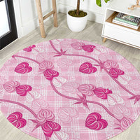 Anthurium Pikake Ti Leaf Palaka Round Carpet Pink Version LT01 Pink - Polynesian Pride