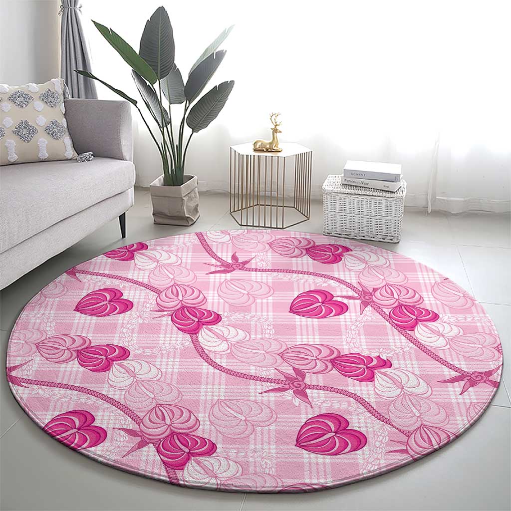 Anthurium Pikake Ti Leaf Palaka Round Carpet Pink Version LT01 - Polynesian Pride