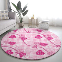 Anthurium Pikake Ti Leaf Palaka Round Carpet Pink Version LT01 - Polynesian Pride