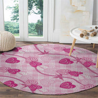 Anthurium Pikake Ti Leaf Palaka Round Carpet Pink Version LT01 - Polynesian Pride
