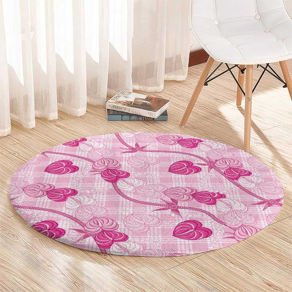 Anthurium Pikake Ti Leaf Palaka Round Carpet Pink Version LT01 - Polynesian Pride
