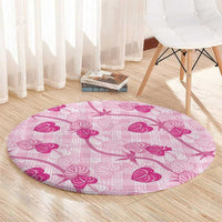 Anthurium Pikake Ti Leaf Palaka Round Carpet Pink Version LT01 - Polynesian Pride