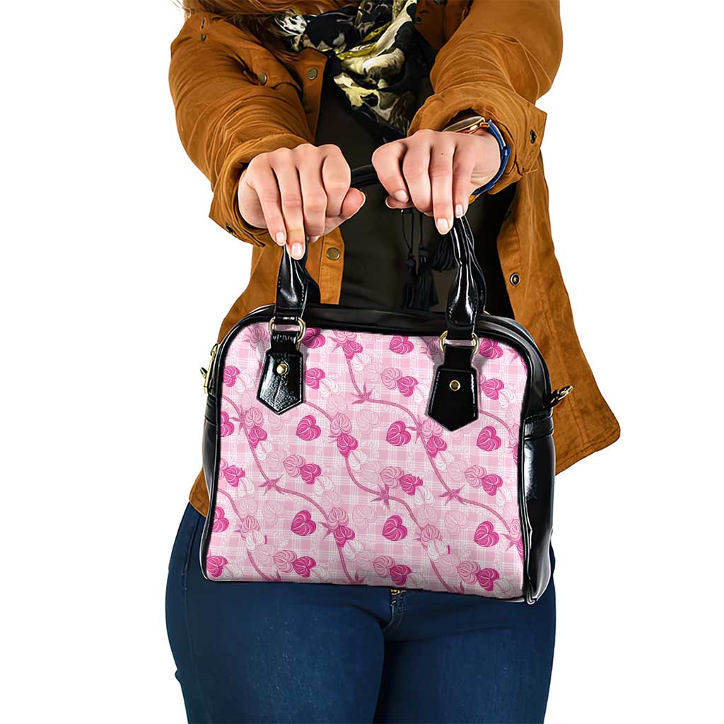 Anthurium Pikake Ti Leaf Palaka Shoulder Handbag Pink Version LT01 One Size Pink - Polynesian Pride