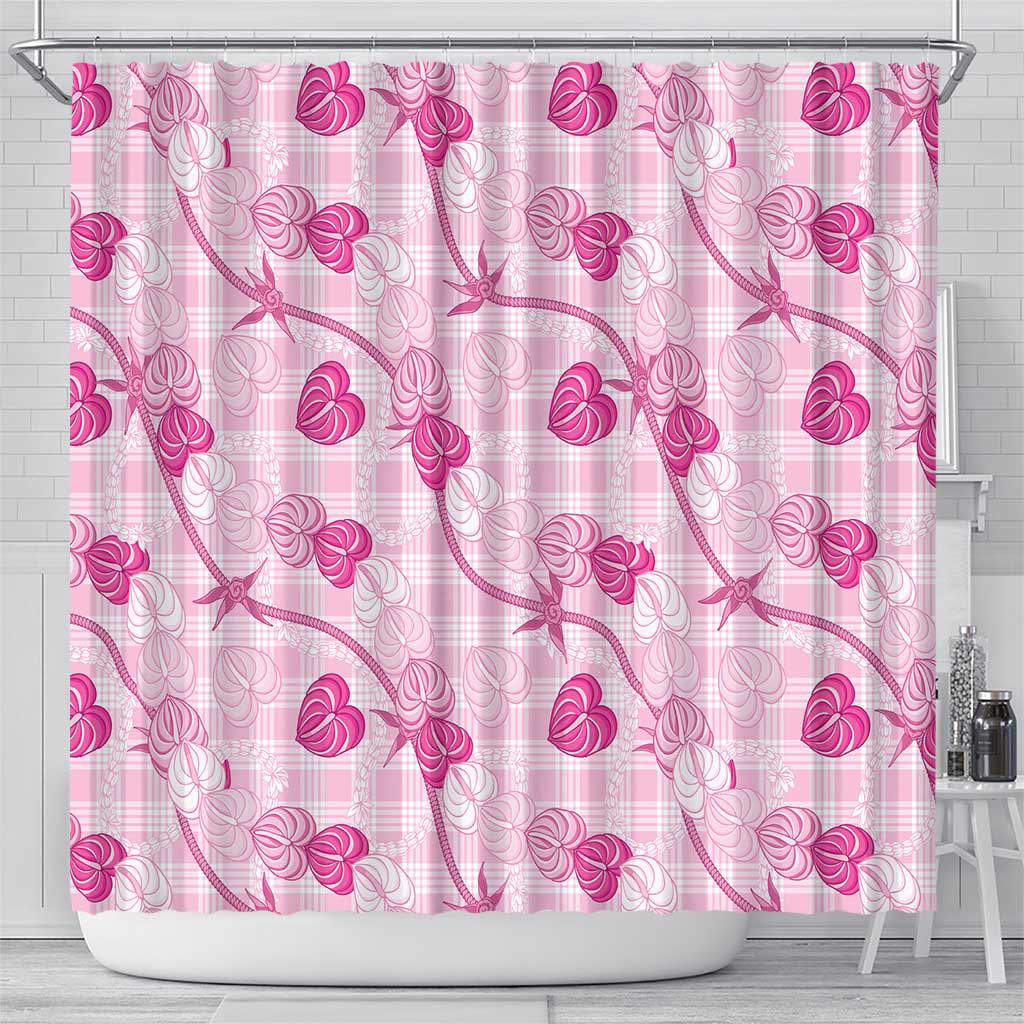 Anthurium Pikake Ti Leaf Palaka Shower Curtain Pink Version LT01 - Polynesian Pride