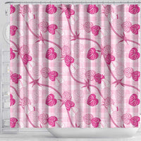 Anthurium Pikake Ti Leaf Palaka Shower Curtain Pink Version LT01 - Polynesian Pride