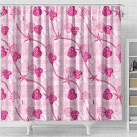 Anthurium Pikake Ti Leaf Palaka Shower Curtain Pink Version LT01 - Polynesian Pride