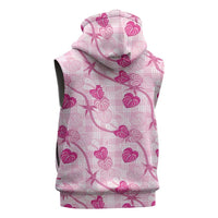 Anthurium Pikake Ti Leaf Palaka Sleeveless Zip Hoodie Pink Version LT01 - Polynesian Pride