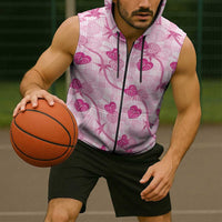 Anthurium Pikake Ti Leaf Palaka Sleeveless Zip Hoodie Pink Version LT01 - Polynesian Pride