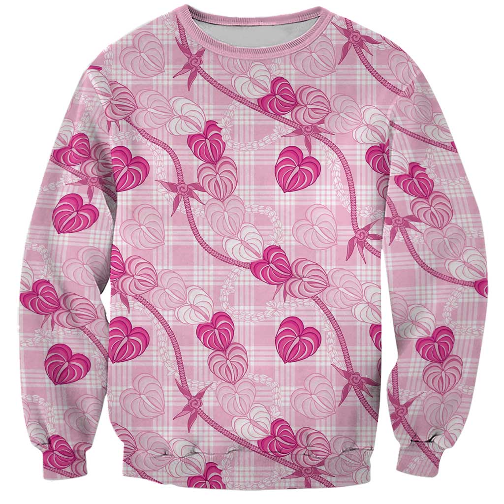 Anthurium Pikake Ti Leaf Palaka Sweatshirt Pink Version LT01 Unisex Pink - Polynesian Pride
