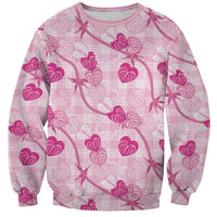 Anthurium Pikake Ti Leaf Palaka Sweatshirt Pink Version LT01 Unisex Pink - Polynesian Pride