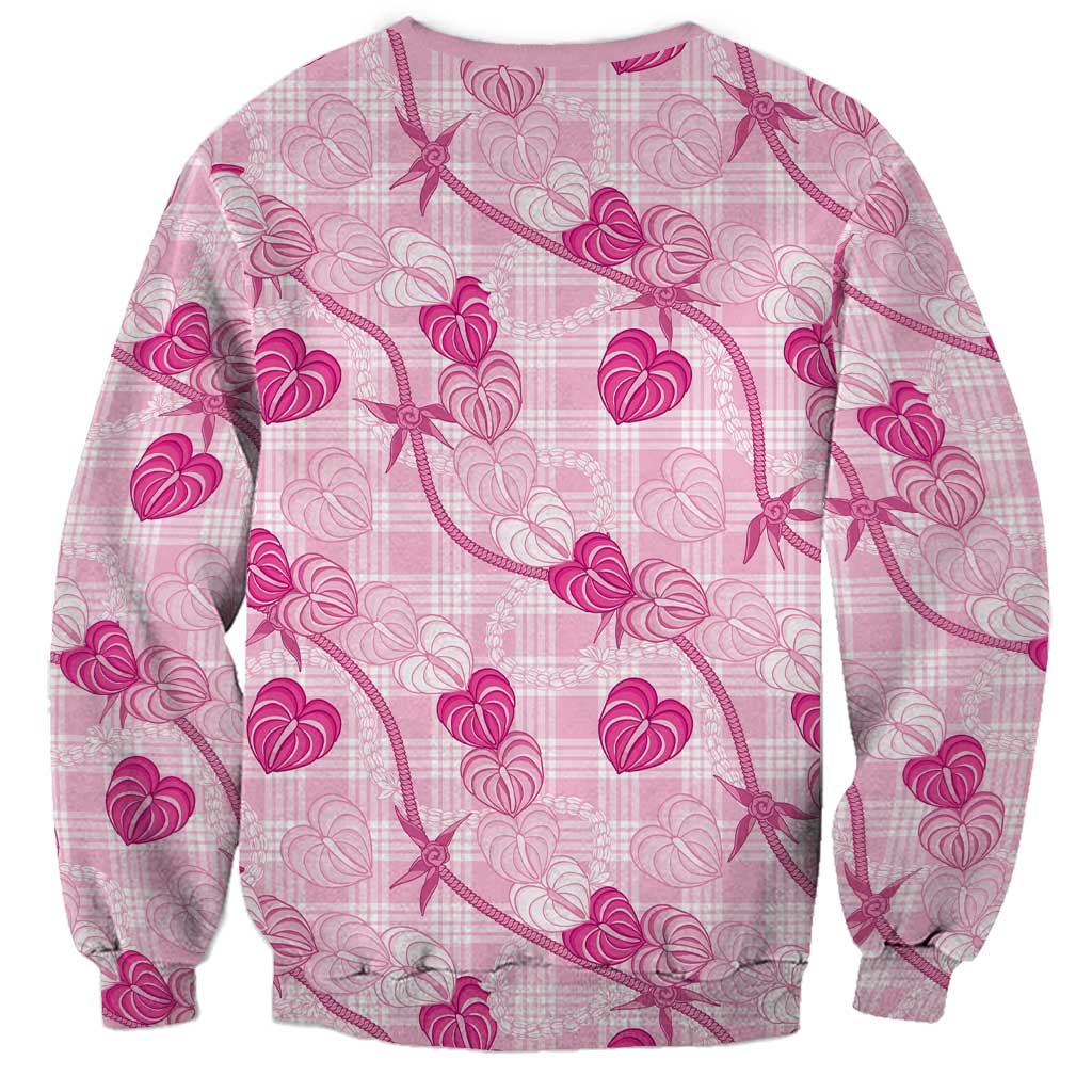 Anthurium Pikake Ti Leaf Palaka Sweatshirt Pink Version LT01 - Polynesian Pride