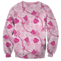 Anthurium Pikake Ti Leaf Palaka Sweatshirt Pink Version LT01 - Polynesian Pride