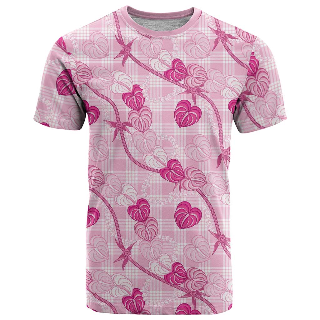 Anthurium Pikake Ti Leaf Palaka T Shirt Pink Version LT01 Pink - Polynesian Pride