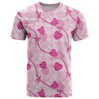 Anthurium Pikake Ti Leaf Palaka T Shirt Pink Version LT01 Pink - Polynesian Pride