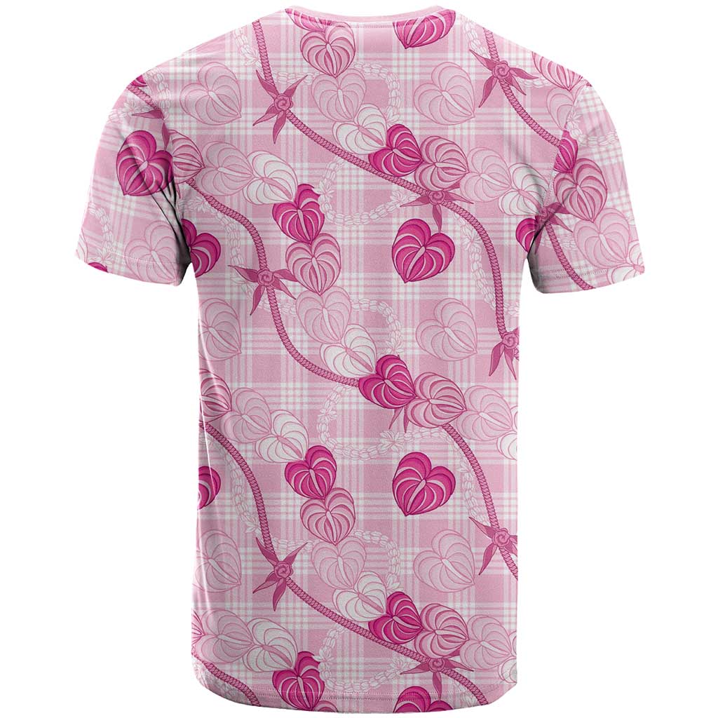 Anthurium Pikake Ti Leaf Palaka T Shirt Pink Version LT01 - Polynesian Pride