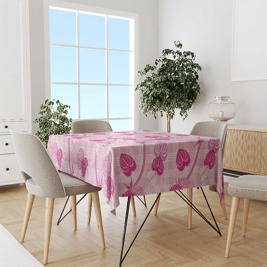 Anthurium Pikake Ti Leaf Palaka Tablecloth Pink Version LT01 - Polynesian Pride