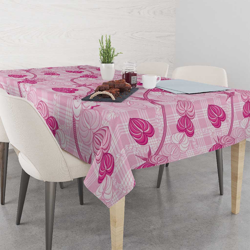 Anthurium Pikake Ti Leaf Palaka Tablecloth Pink Version LT01 - Polynesian Pride