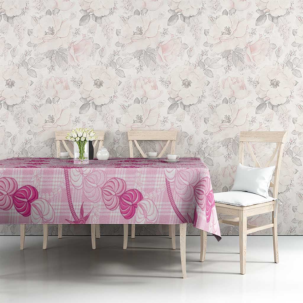 Anthurium Pikake Ti Leaf Palaka Tablecloth Pink Version LT01 - Polynesian Pride
