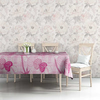Anthurium Pikake Ti Leaf Palaka Tablecloth Pink Version LT01 - Polynesian Pride
