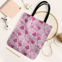 Anthurium Pikake Ti Leaf Palaka Tote Bag Pink Version LT01 Black Strap One Size Pink - Polynesian Pride