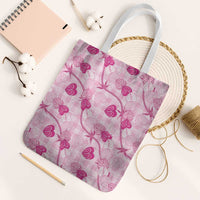 Anthurium Pikake Ti Leaf Palaka Tote Bag Pink Version LT01 White Strap One Size Pink - Polynesian Pride