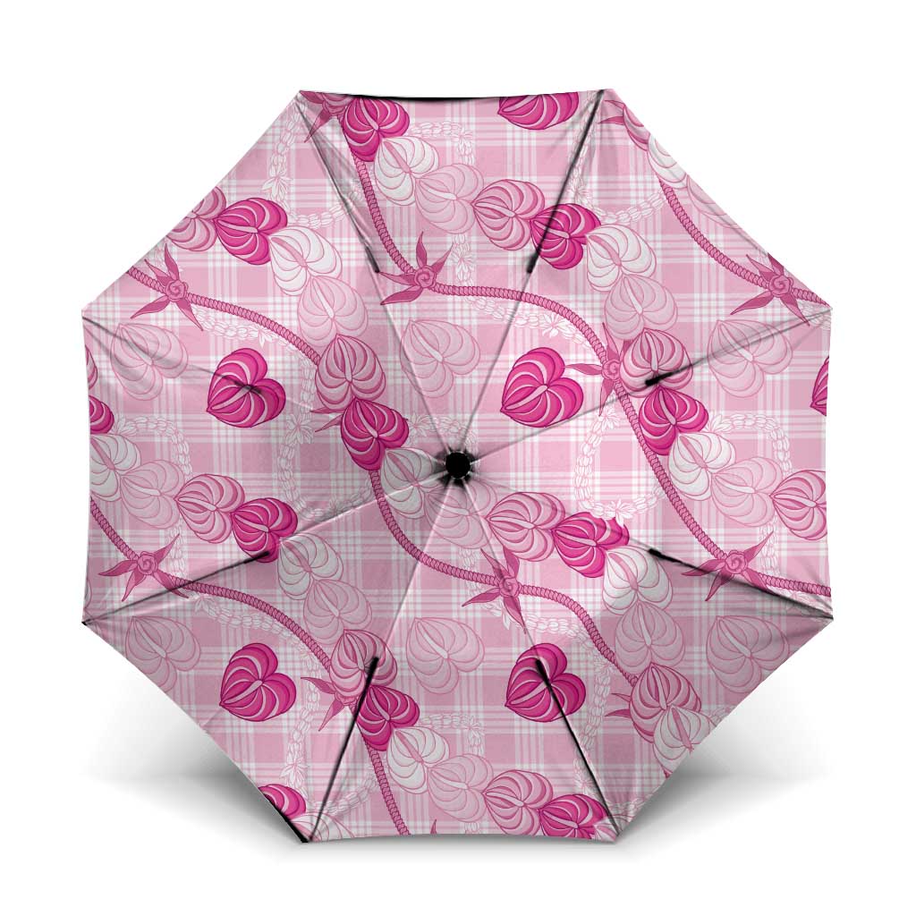 Anthurium Pikake Ti Leaf Palaka Umbrella Pink Version LT01 One Size Folded 11.42 inch Opened Diameter 37.4 inch Pink - Polynesian Pride