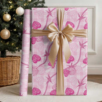 Anthurium Pikake Ti Leaf Palaka Wrapping Paper Pink Version LT01 - Polynesian Pride