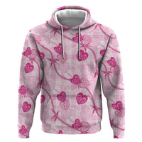 Anthurium Pikake Ti Leaf Palaka Zip Hoodie Pink Version LT01 Pullover Hoodie Pink - Polynesian Pride