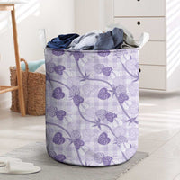Anthurium Pikake Ti Leaf Palaka Laundry Basket Purple Version LT01 Purple - Polynesian Pride