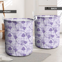 Anthurium Pikake Ti Leaf Palaka Laundry Basket Purple Version LT01 - Polynesian Pride