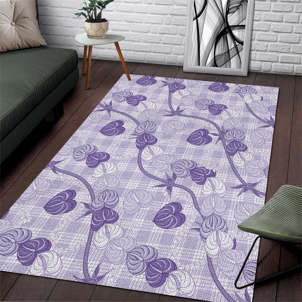 Anthurium Pikake Ti Leaf Palaka Area Rug Purple Version LT01 Purple - Polynesian Pride