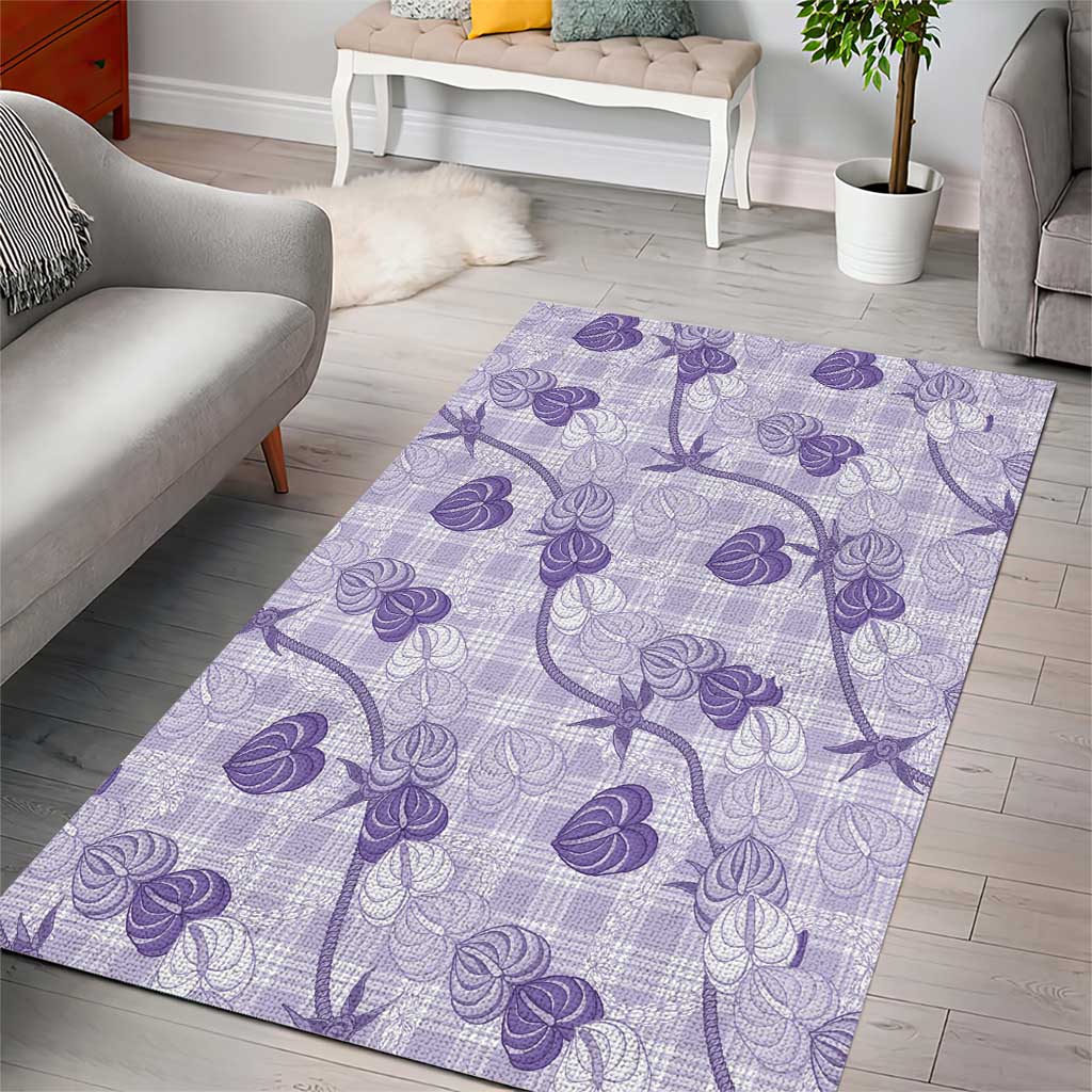 Anthurium Pikake Ti Leaf Palaka Area Rug Purple Version LT01 - Polynesian Pride