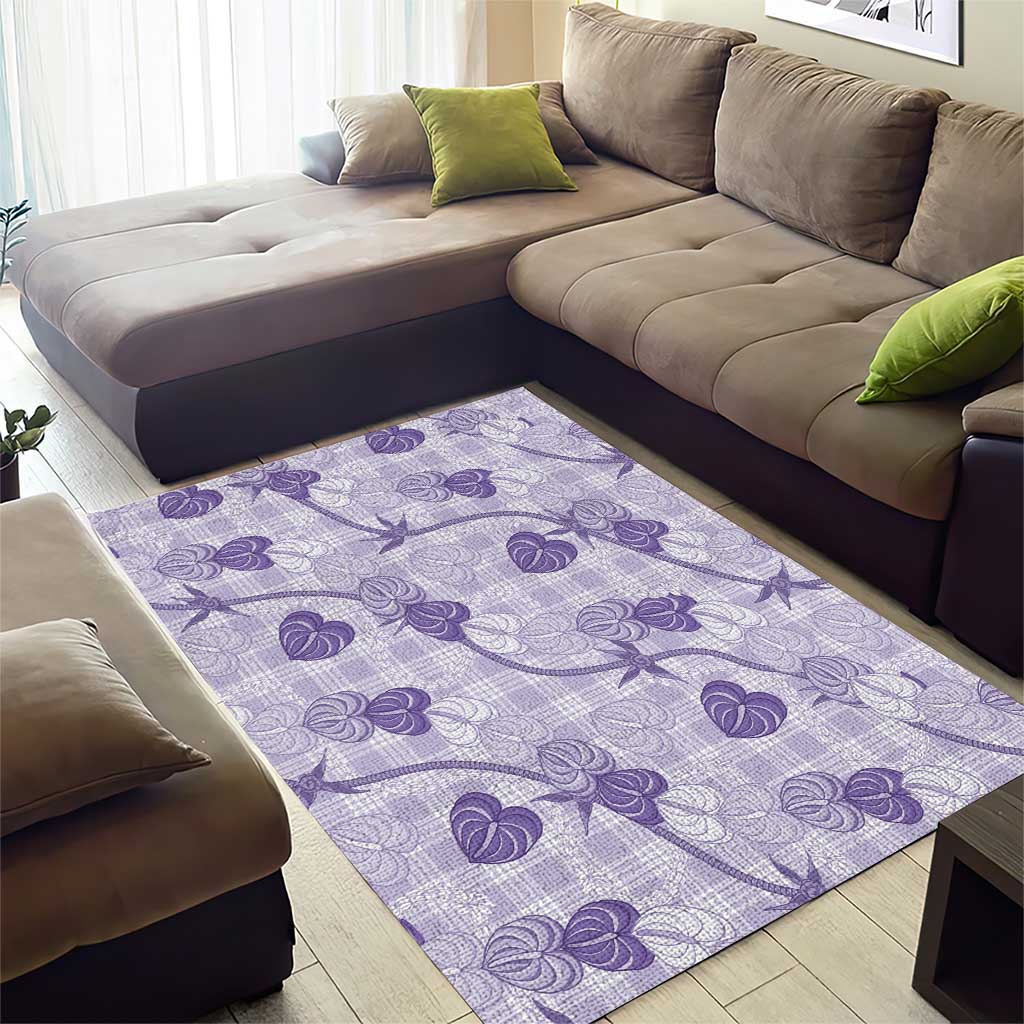 Anthurium Pikake Ti Leaf Palaka Area Rug Purple Version LT01 - Polynesian Pride