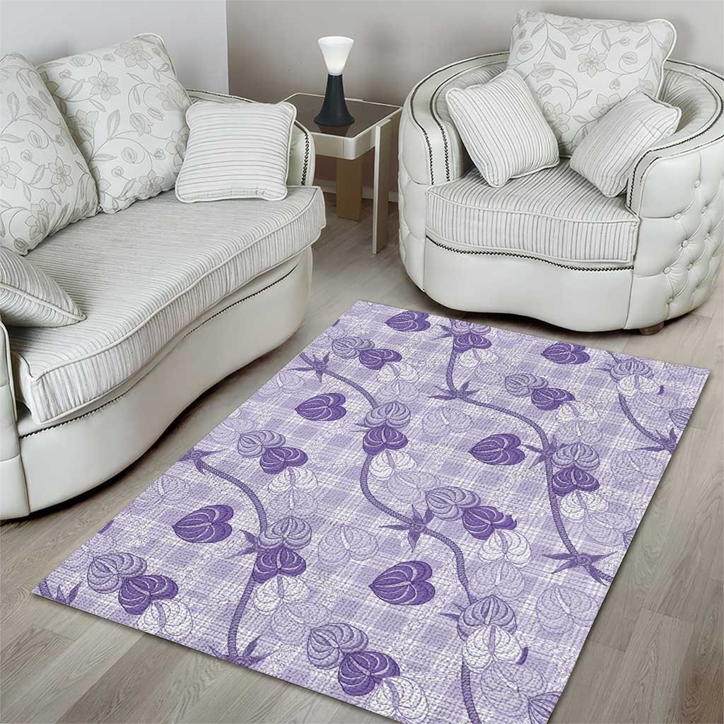 Anthurium Pikake Ti Leaf Palaka Area Rug Purple Version LT01 - Polynesian Pride