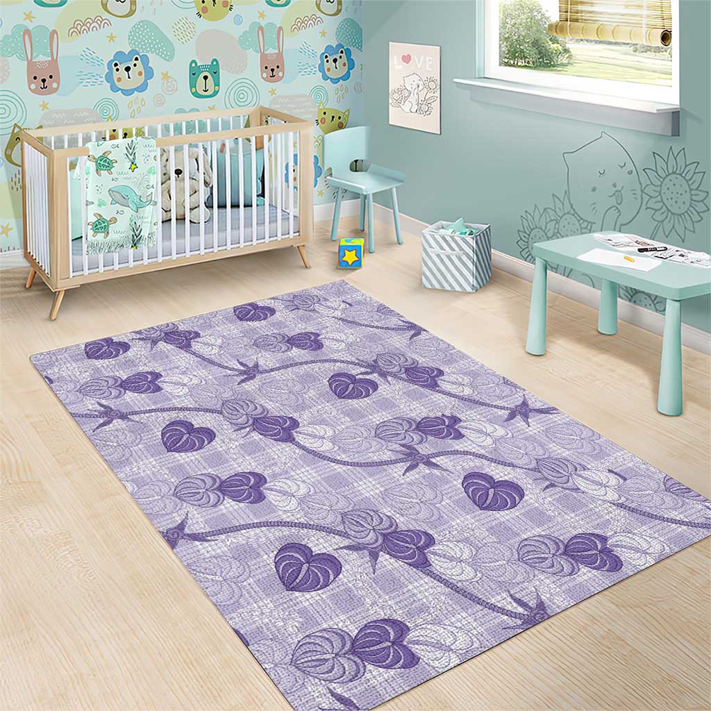 Anthurium Pikake Ti Leaf Palaka Area Rug Purple Version LT01 - Polynesian Pride