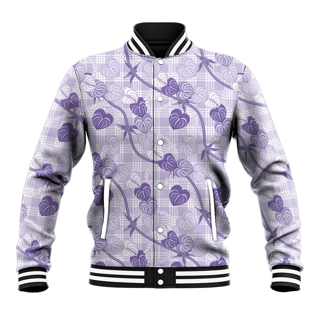 Anthurium Pikake Ti Leaf Palaka Baseball Jacket Purple Version LT01 Unisex Purple - Polynesian Pride