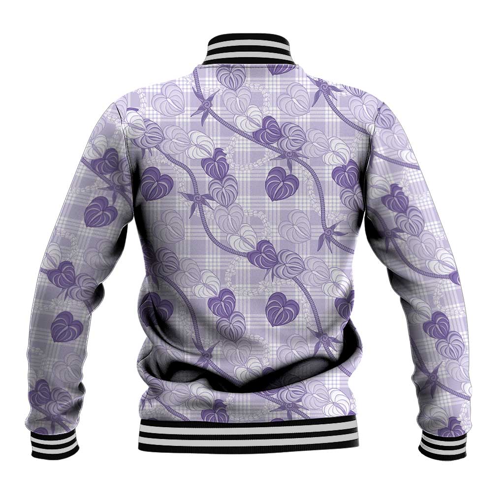 Anthurium Pikake Ti Leaf Palaka Baseball Jacket Purple Version LT01 - Polynesian Pride