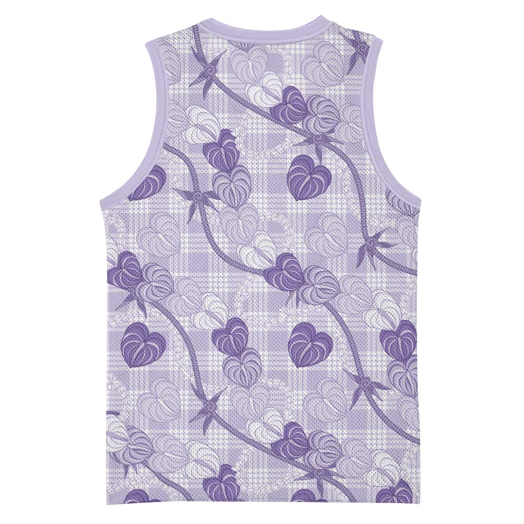 Anthurium Pikake Ti Leaf Palaka Basketball Jersey Purple Version LT01 - Polynesian Pride
