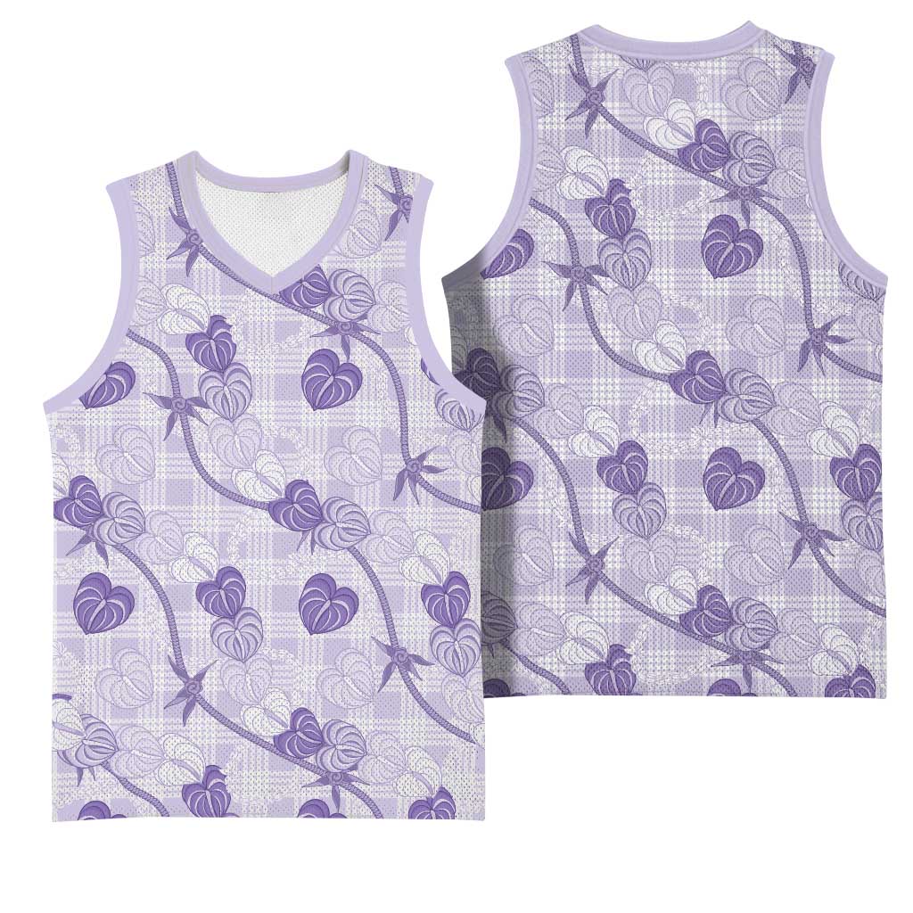 Anthurium Pikake Ti Leaf Palaka Basketball Jersey Purple Version LT01 - Polynesian Pride