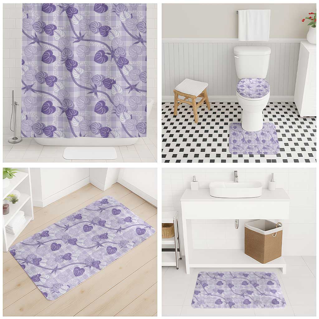 Anthurium Pikake Ti Leaf Palaka Bathroom Set Purple Version LT01 - Polynesian Pride
