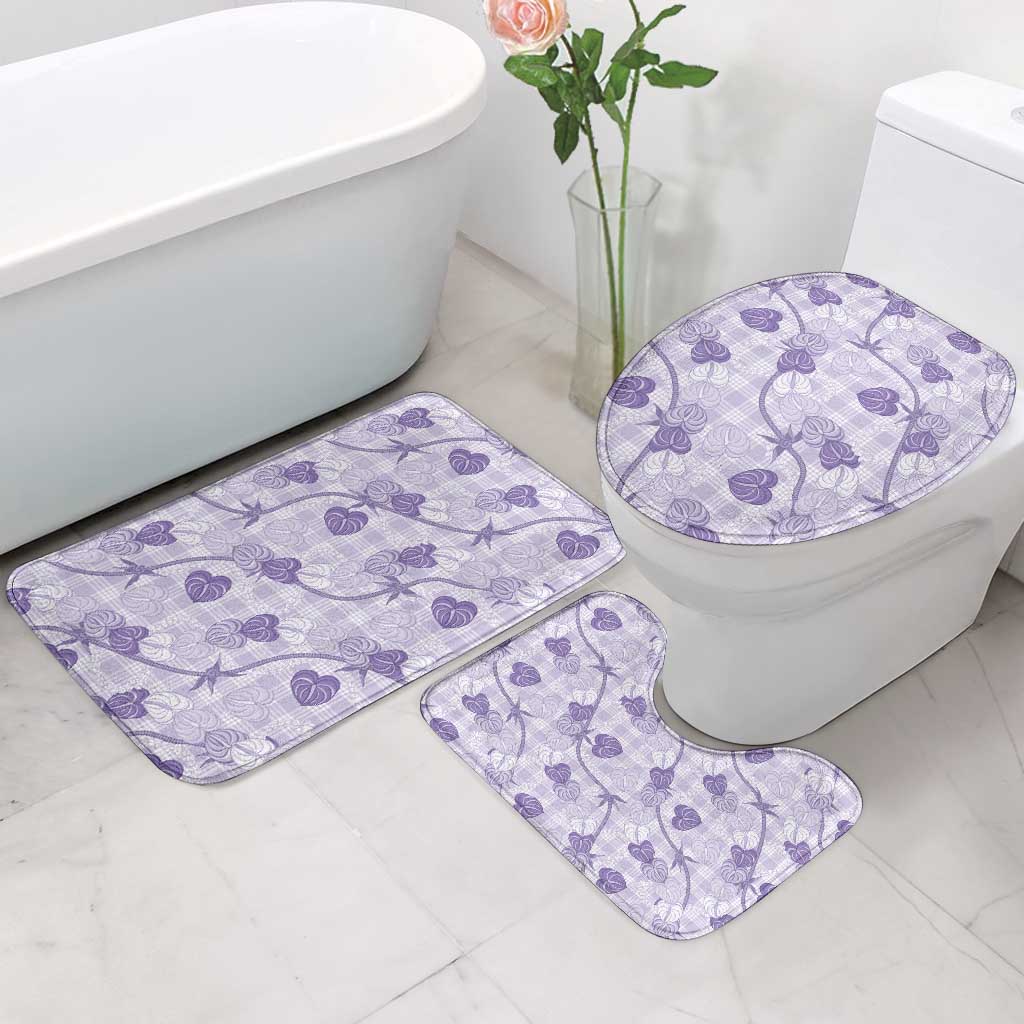 Anthurium Pikake Ti Leaf Palaka Bathroom Set Purple Version LT01 - Polynesian Pride