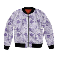 Anthurium Pikake Ti Leaf Palaka Bomber Jacket Purple Version LT01 Unisex Purple - Polynesian Pride