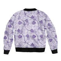 Anthurium Pikake Ti Leaf Palaka Bomber Jacket Purple Version LT01 - Polynesian Pride