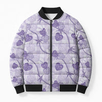 Anthurium Pikake Ti Leaf Palaka Bomber Puffer Jacket Purple Version LT01 Unisex Purple - Polynesian Pride